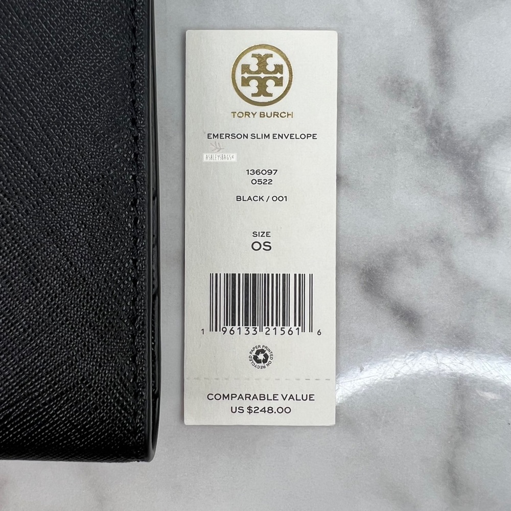 Tory Burch Emerson Slim Wallet In Black - Picture 5 of 7
